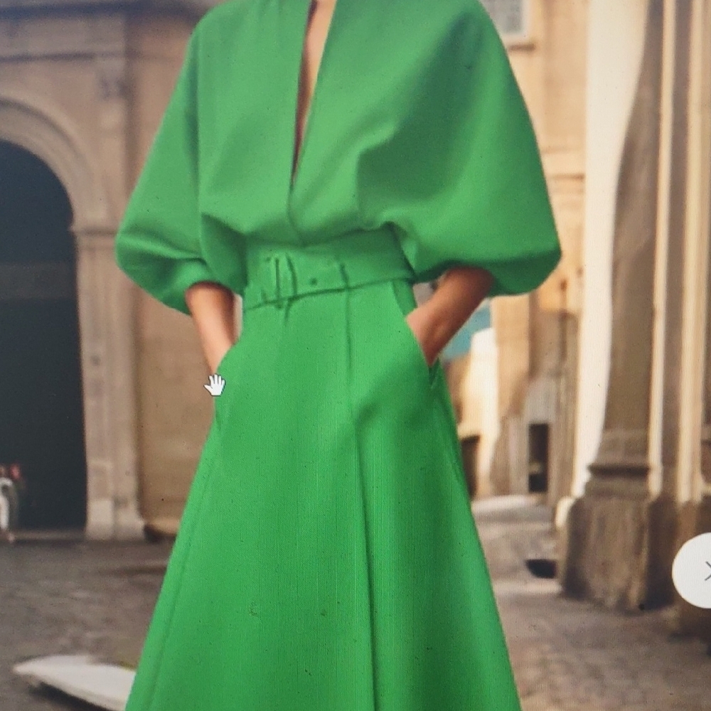 Green Maxi Dress with Belt - Size XL
